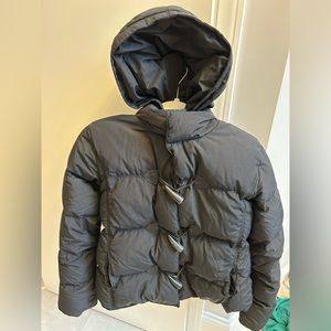 James Perse LA Women’s Black Down Puffer with Toggle Closure & Removable Hood